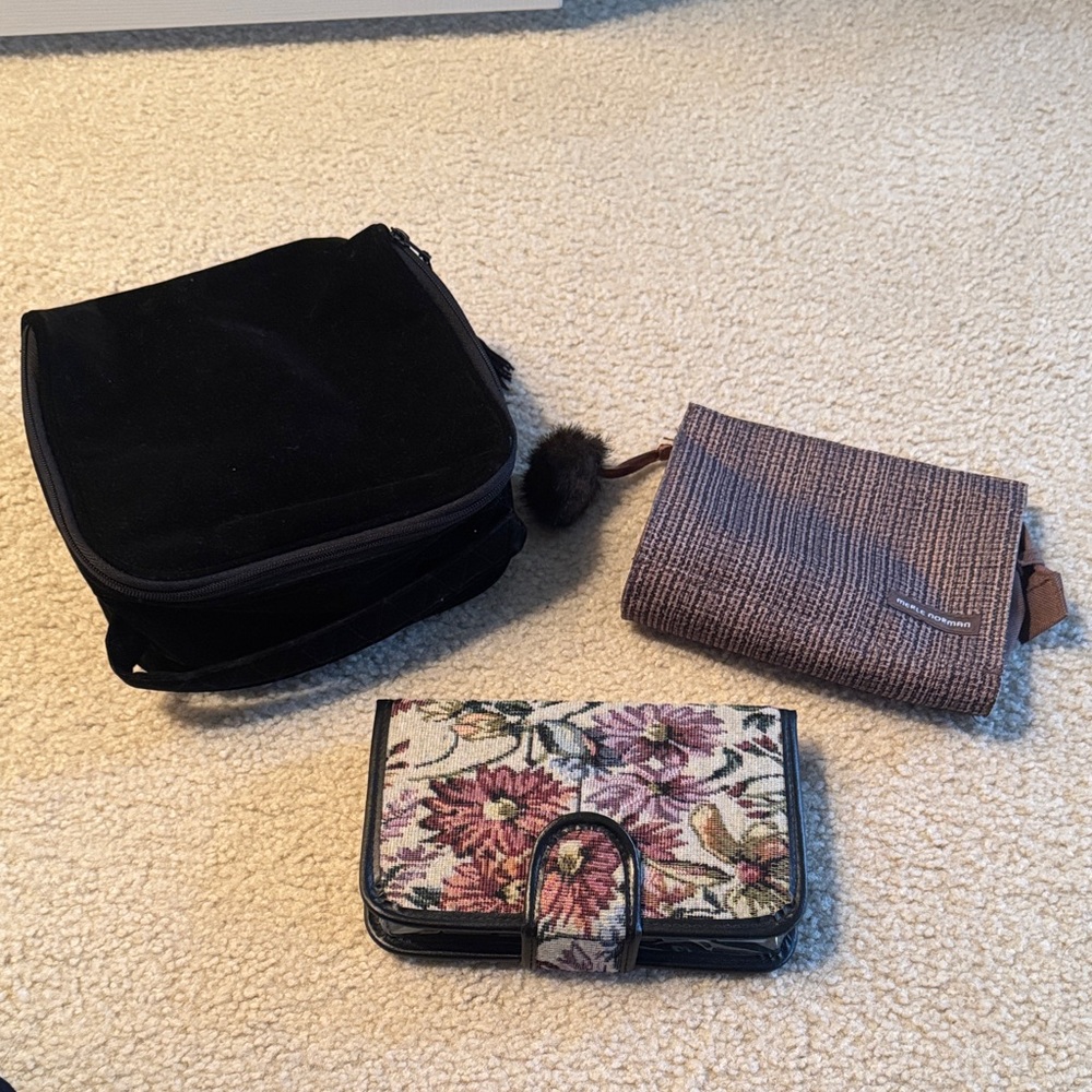 Set of Two Makeup Bags and Pill Travel Wallet